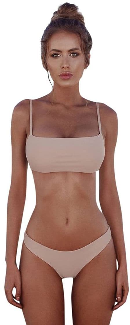 Producto heekpek Bikinis Mujer 2019 Brasileños Bañador Ropa de Baño Push Up Dos Piezas con Relleno Traje de Baño de Tubo Color Liso