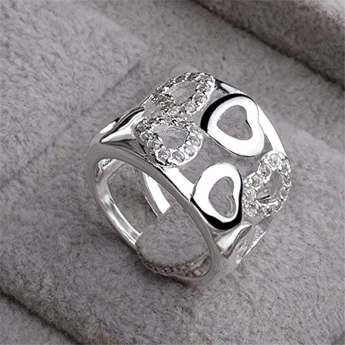 Fashion skyllc® Anillo de Diamante Plateado Plateado Plata cristalina Adorable del Diamante del Rhinestone