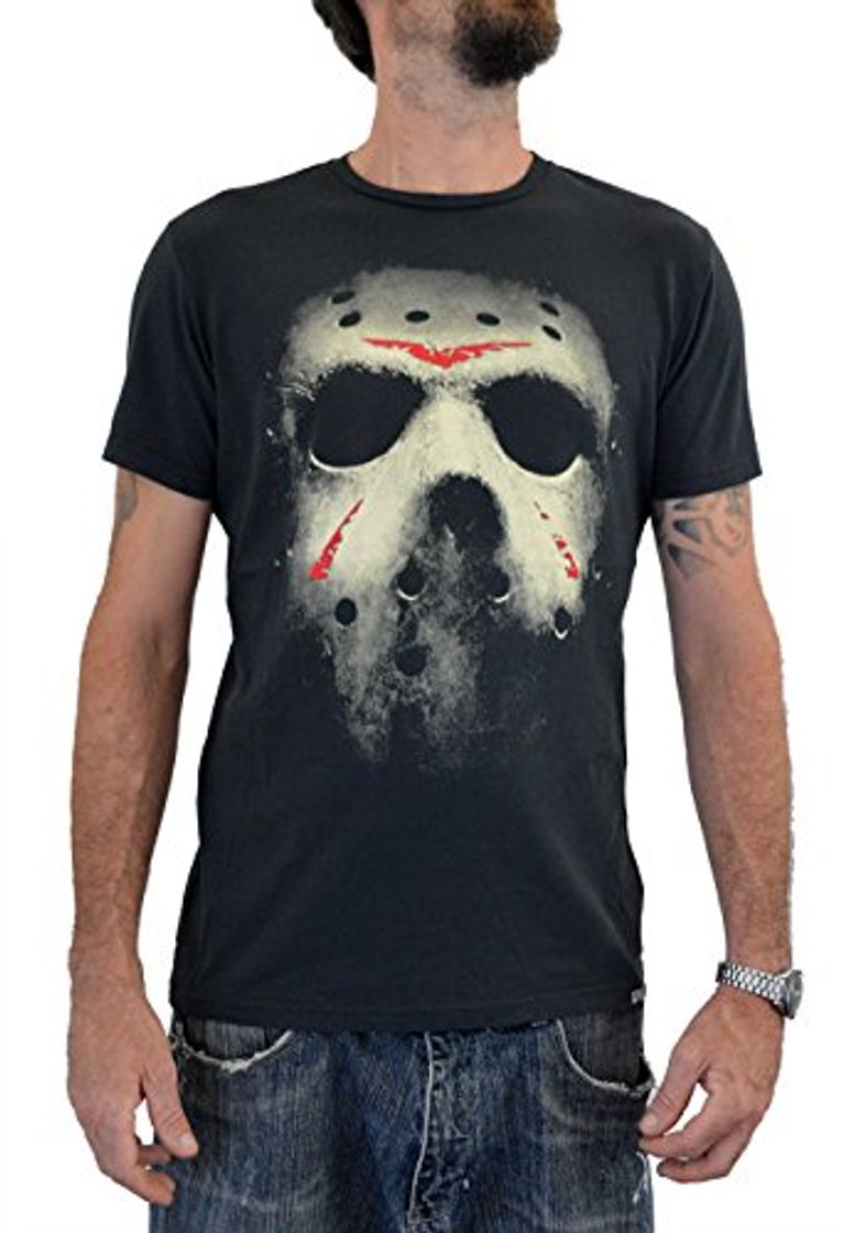 Moda Faces T-Shirt Uomo Friday The 13TH Mask Stampa Serigrafica Manuale ad Acqua