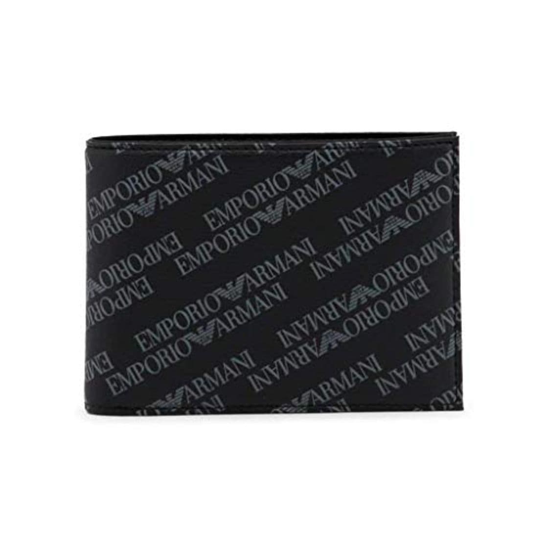 Fashion Emporio Armani cartera billetera bifold de hombre en piel nuevo negro