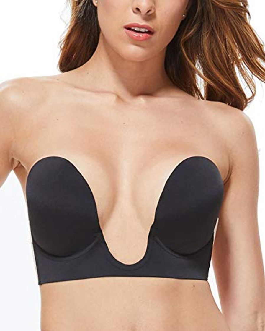 Fashion UMIPUBO Sujetador sin Tirantes Tallas Grandes Invisible en Forma de U Adhesivo y Ajustable Sin Hombro para Pecho Silicona Reutilizable Push Up con Gel Bra para Boda Fiesta y Playa Ropa de Baño Verano