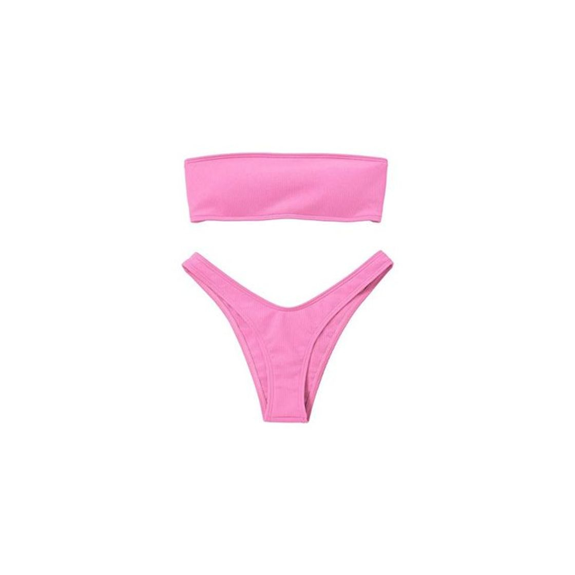 Fashion Voqeen Mujeres Sexy Bandeau Traje de baño Cuello Alto sin Tirantes Acanalado