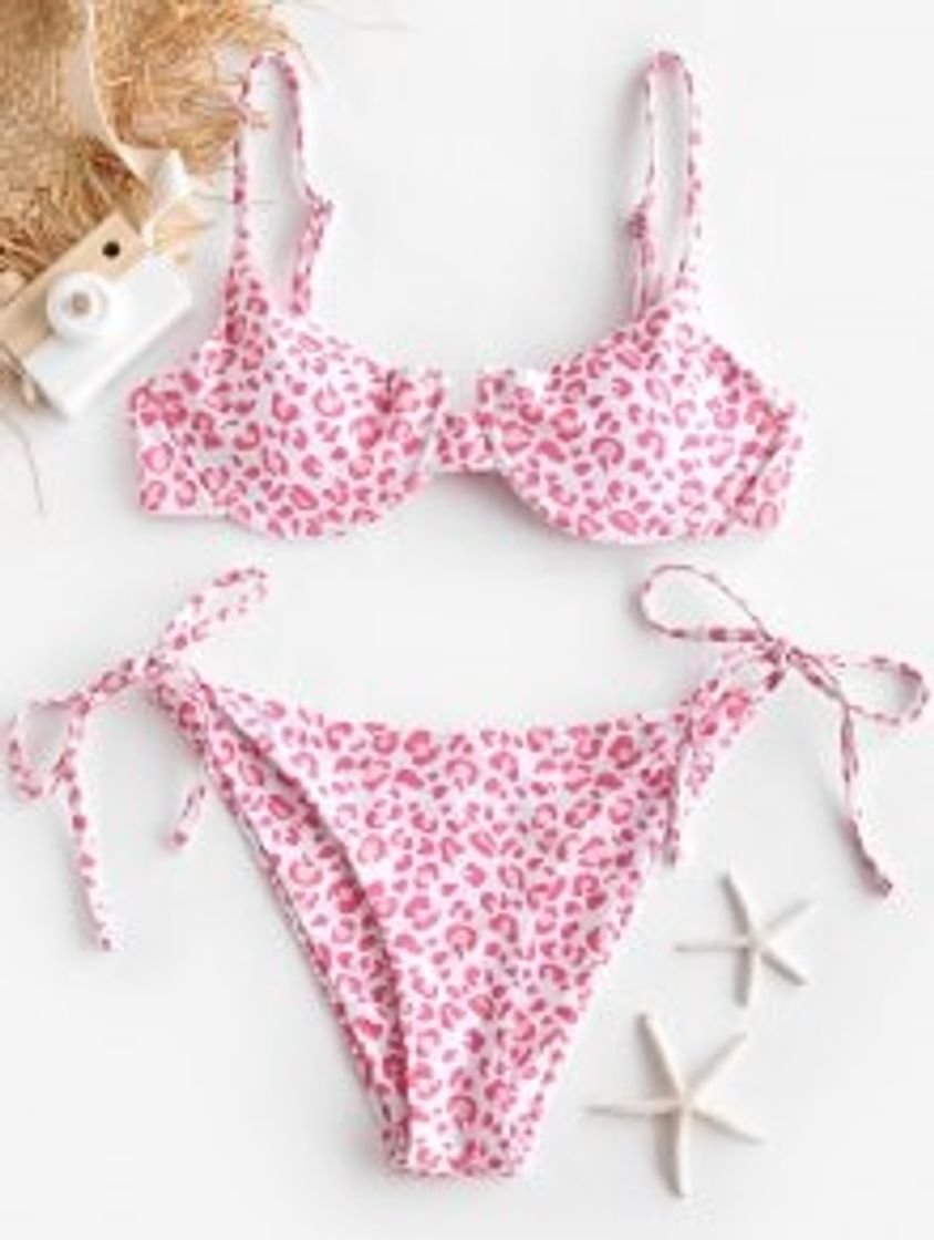 Fashion ZAFUL - Conjunto de bikini trenzado de piel de serpiente