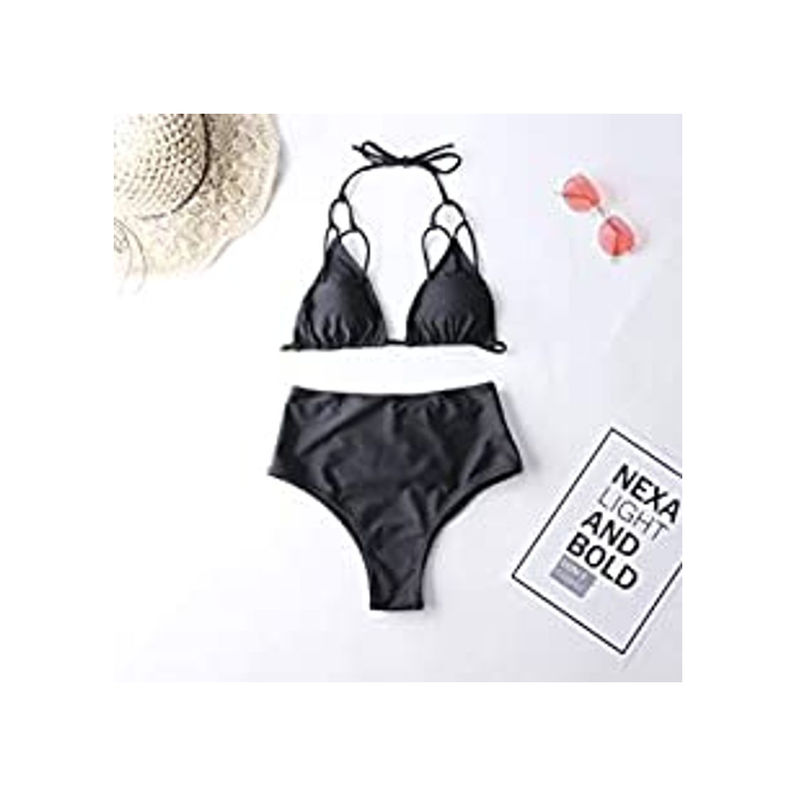 Fashion FeelinGirl Cruz Estilo Marino Dos Piezas Conjunto de Bikini para Mujer Traje