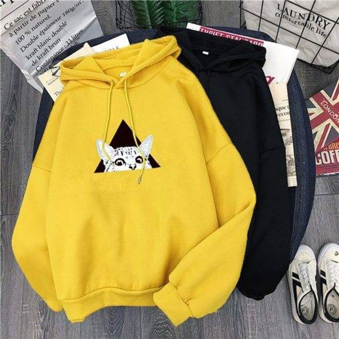 Moda Sudadera Kawaii con capucha y triángulo de gato

