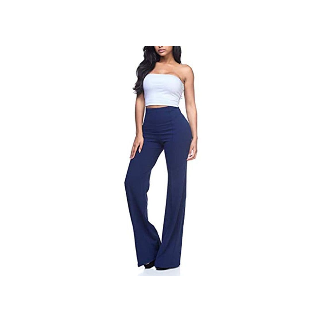 Product Mujeres Pantalones de Alta Cintura SUNNSEAN Pantalon de Moda Sólido Pantalon Suelto Pantalones Largos Color Liso Largos que Fluyen Pantalones Palazzo Pantalones de Oficina Formales Pants