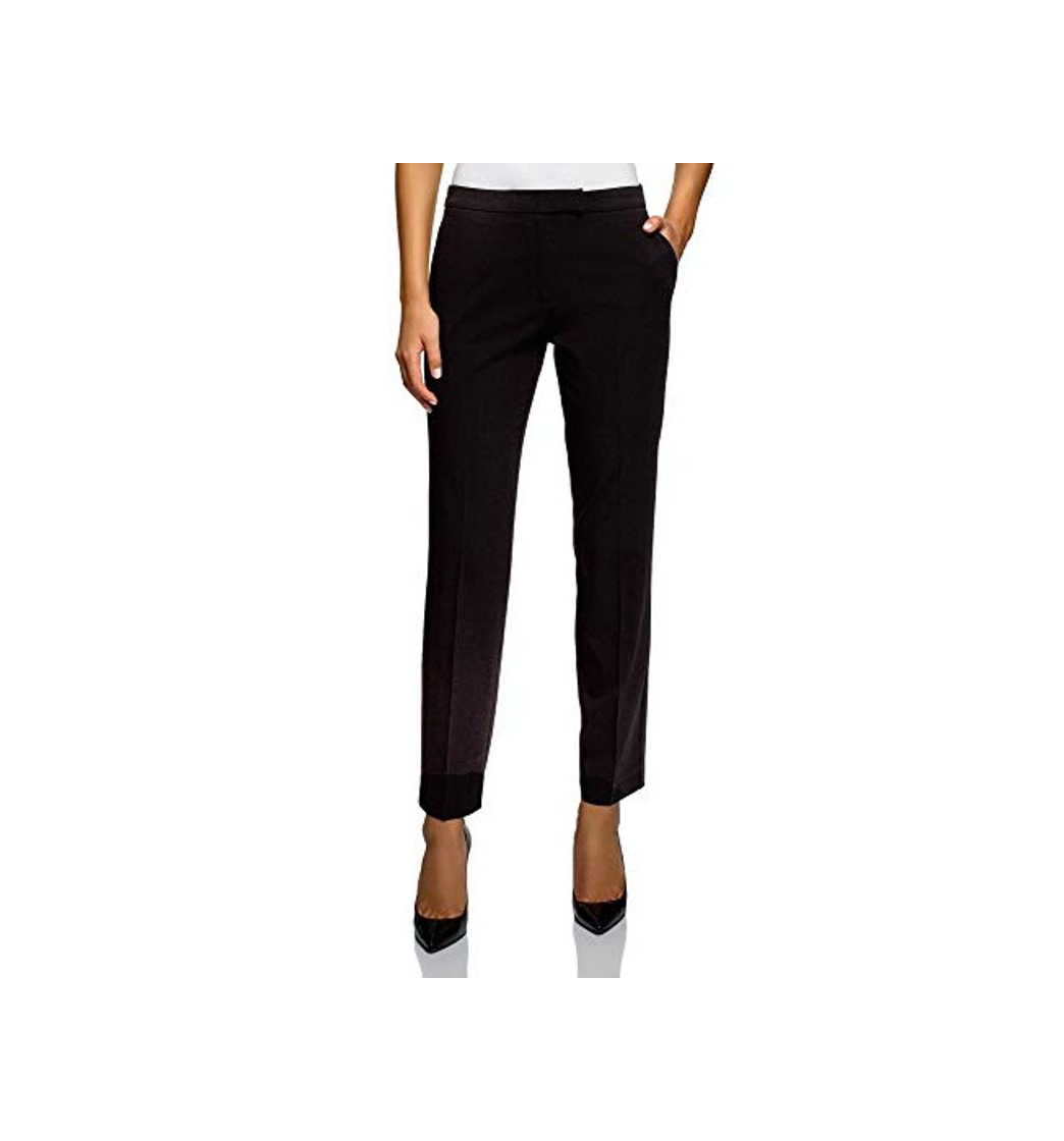 Product oodji Collection Mujer Pantalones Básicos Ajustados, Negro, ES 40