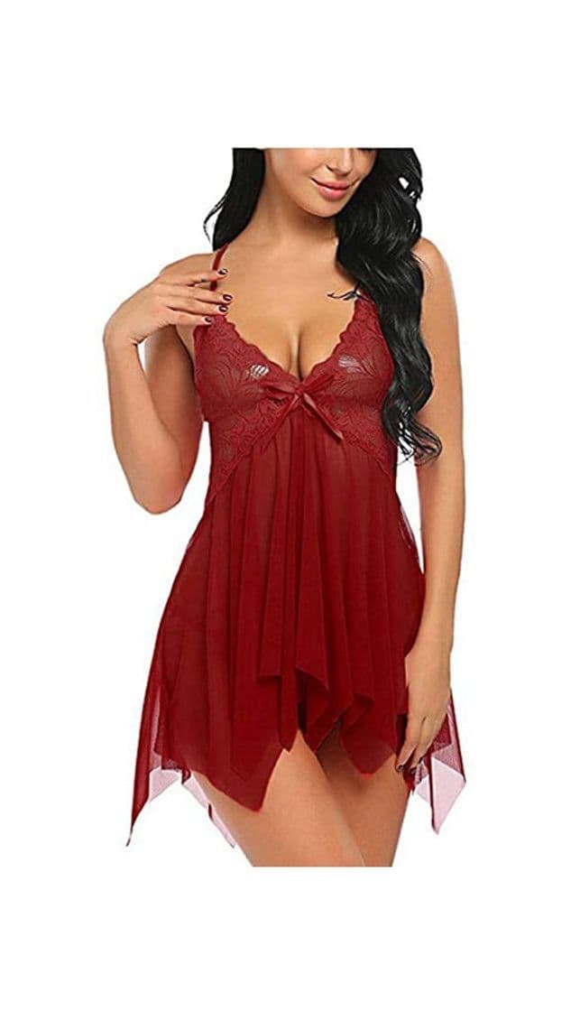 Product EVBEA Lencería Mujer Erótica Ropa Interior Camisón Babydoll Halter Cordón Transparente Lencería