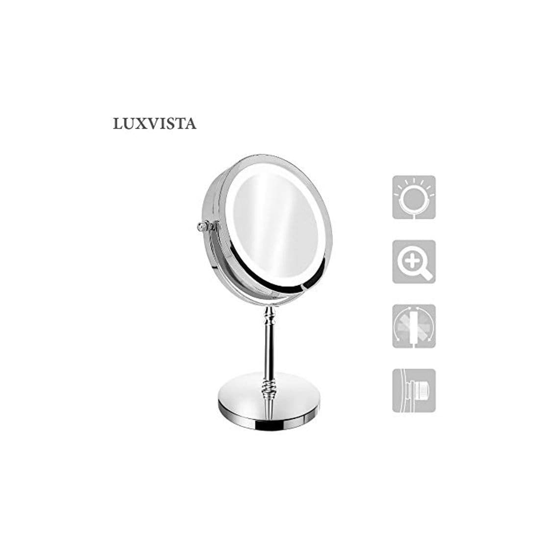 Producto Luxvista Espejo Maquillaje con Luz LED, Doble cara 1x