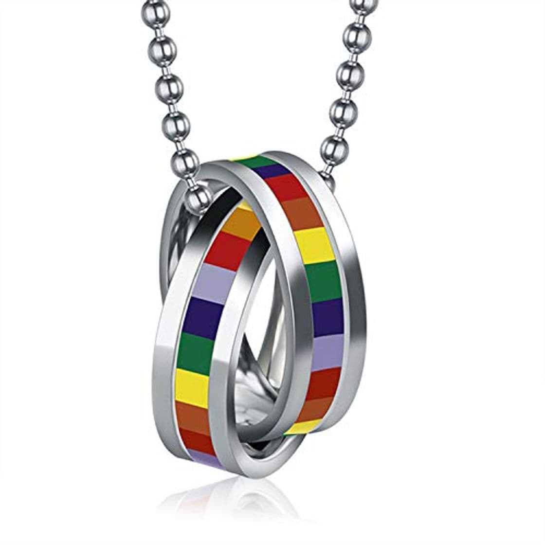 Producto Collar Anillos Arcoiris Acero Inoxidable Orgullo Gay Regalo Hombre Mujer Joyería de