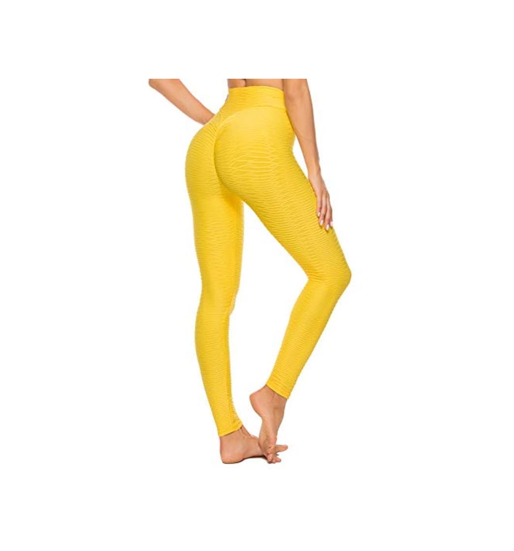 Moda FITTOO Mallas Leggings Mujer Pantalones Deportivos oga Alta Cintura Elásticos Transpirables Amarillo L