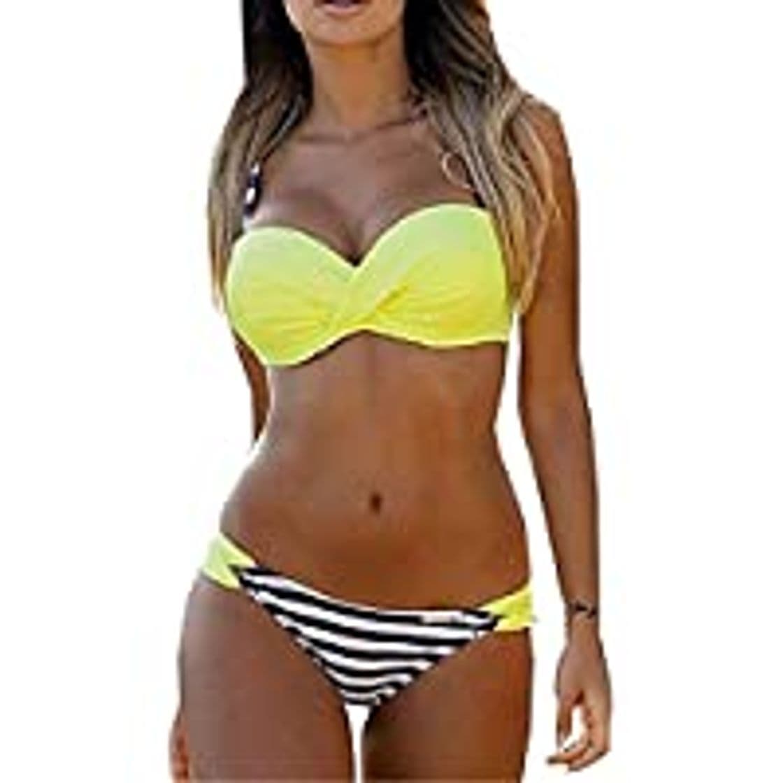 Moda Yuson Girl Conjuntos De Bikini Rayas Talle Alto Retro Brasileños Mujer Sexy