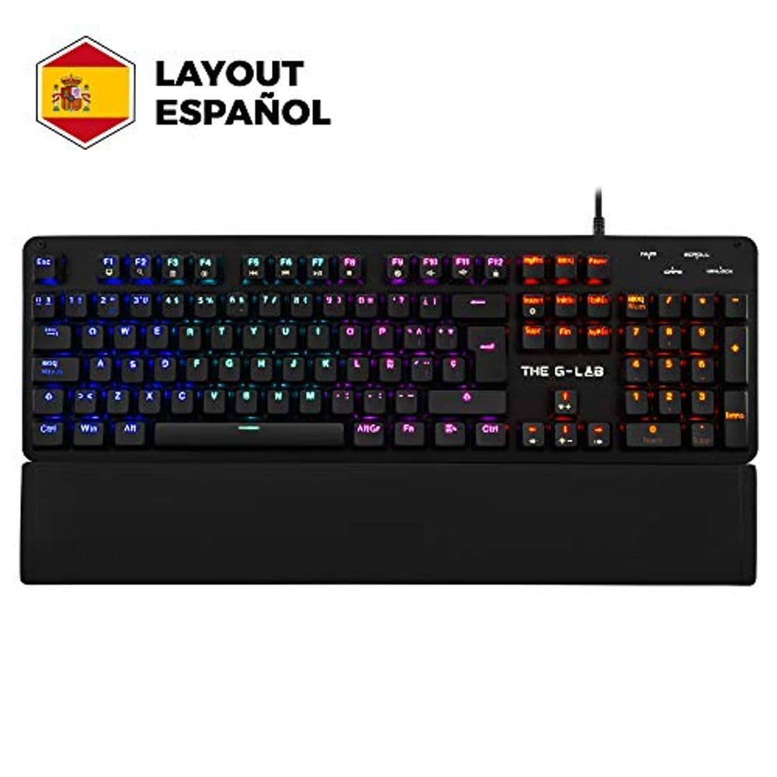 Electrónica THE G-LAB Keyz Carbon E - Teclado Mecánico Gamer QWERTY Incluye Ñ