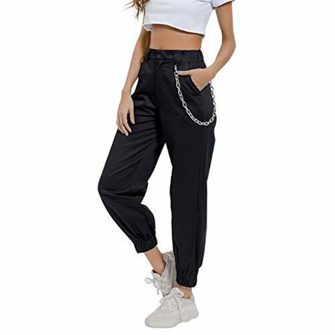 Fashion RISTHY Pantalones Cargo Mujer Hip Hop Danza Pantalón Harem Pantalones Largos Cintura