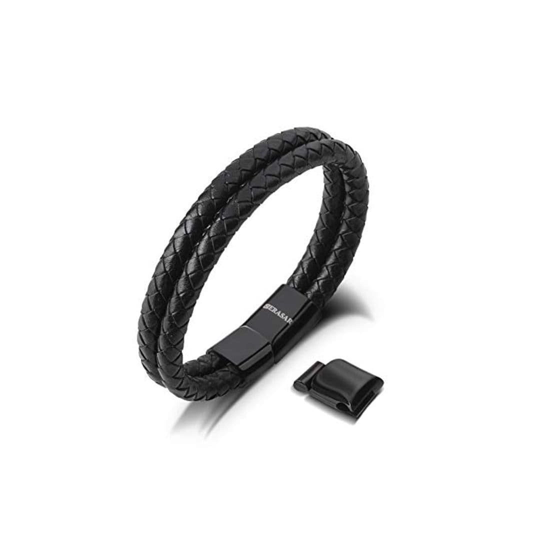 Producto SERASAR 20cm Negro Pulsera de Cuero Hombre Chico Pulseras Hombres Brazalete Brazaletes