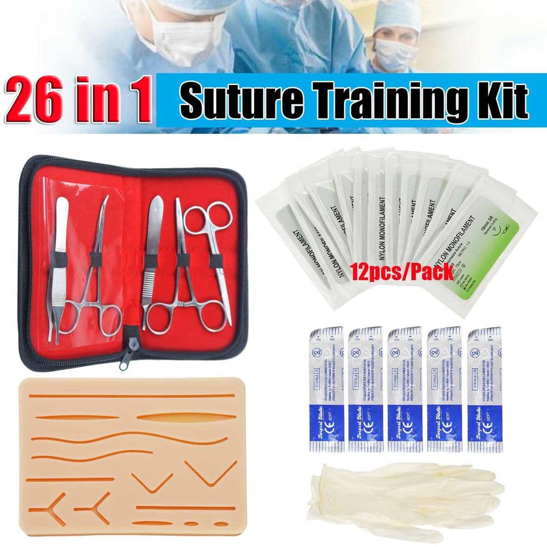 Fashion KICUTE 26 en 1 Kit de sutura médica para la piel, equipo de ...