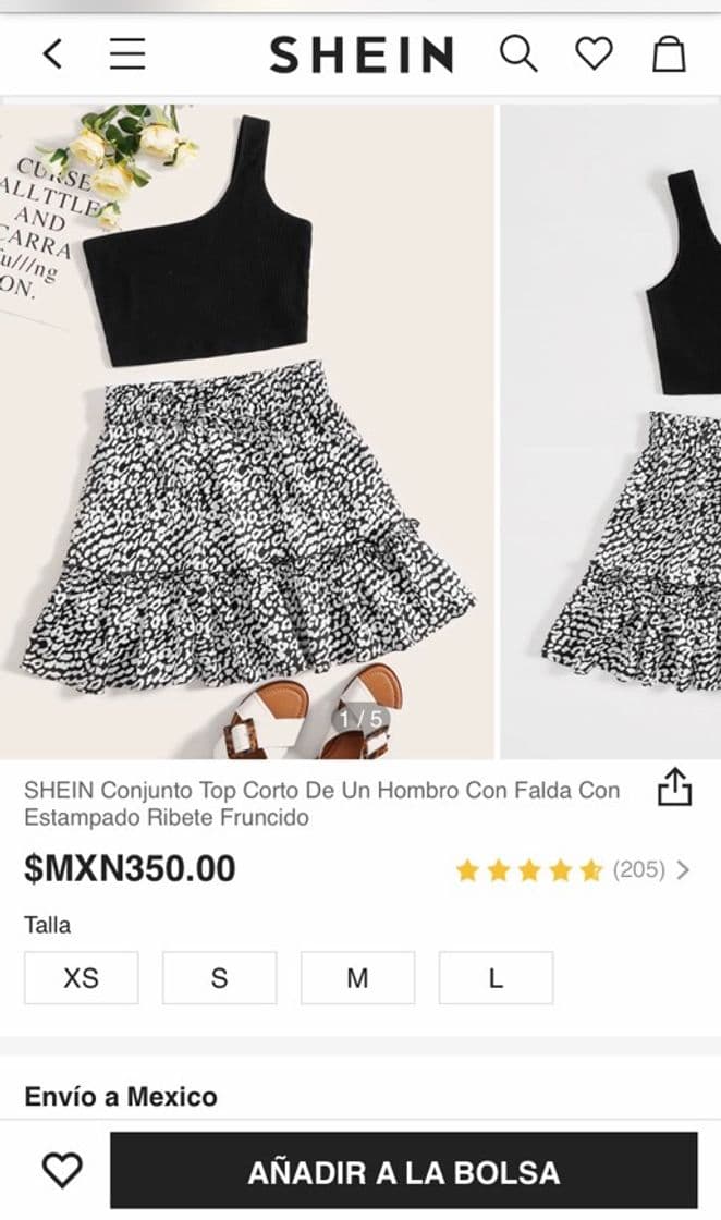 Fashion Conjunto Top Corto De Un Hombro Con Falda Con Estampado Ribe