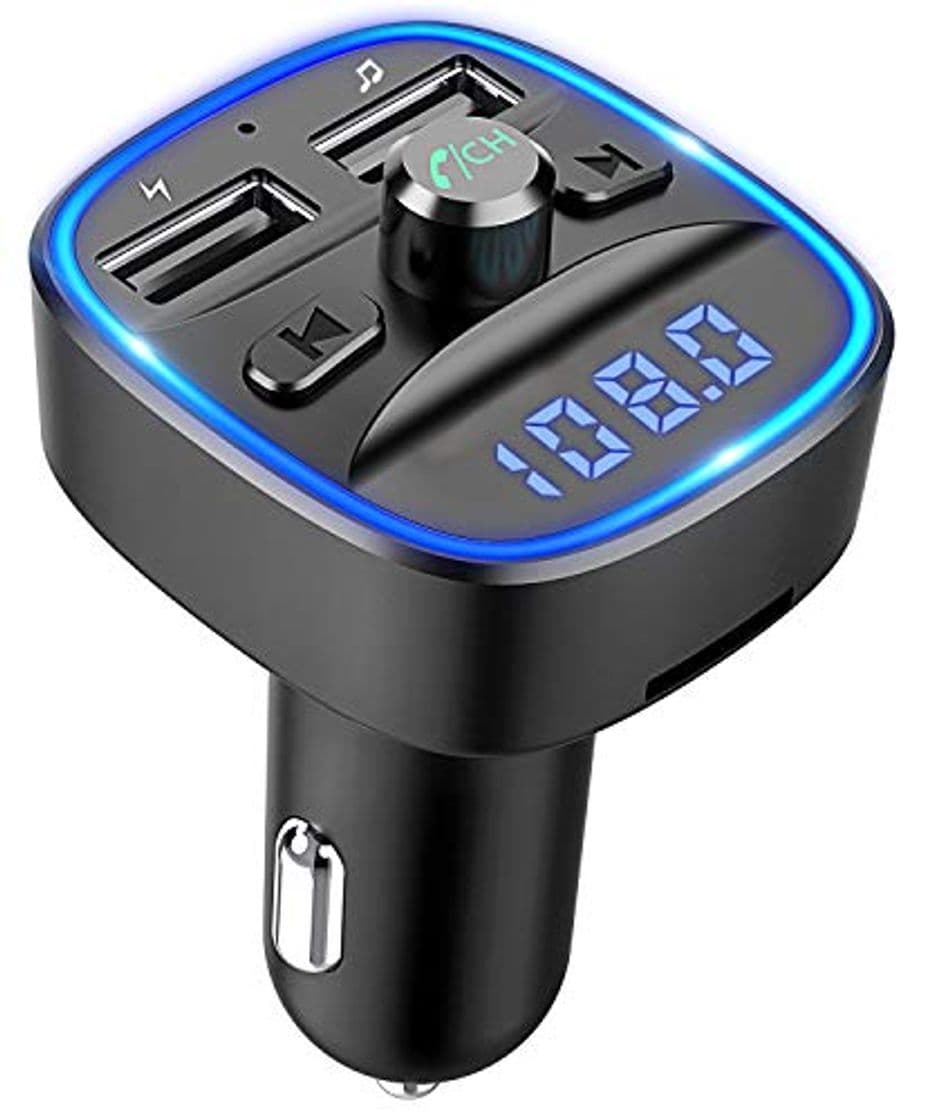 Producto Cocoda Transmisor FM Bluetooth, [Luz de Anillo Azul] Manos Libres para Coche,