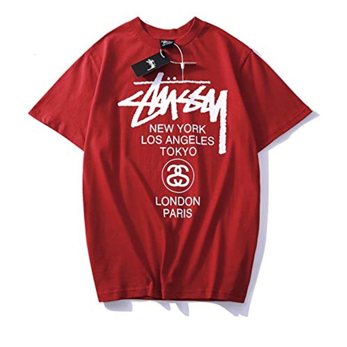 Moda JIGAN Camiseta Unisex Fashion Boy Girl Stuss.y Camiseta Casual Estampado Suelto Manga