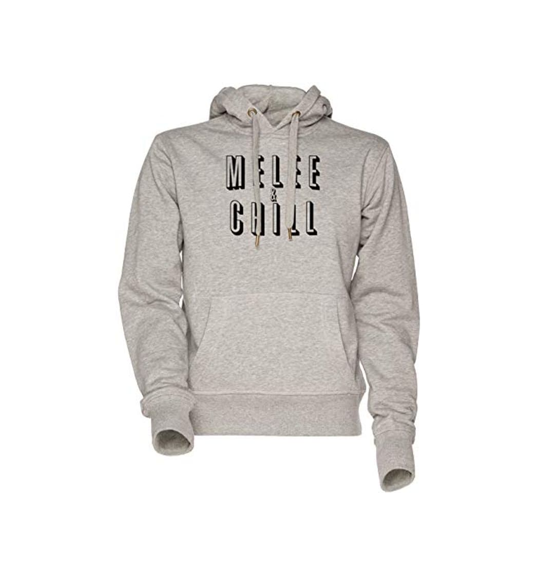 Fashion Melee & Chill Unisexo Hombre Mujer Sudadera con Capucha Gris Men's Women's Hoodie Sweatshirt Grey