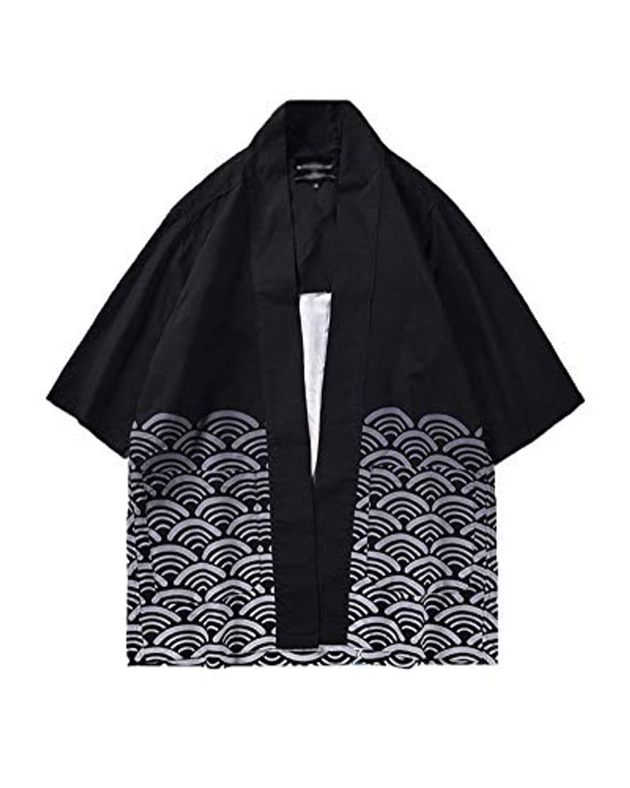 Fashion Hombre Camisa Kimono Hippie Cloak Estilo Japonés Estampado Holgado Manga 3