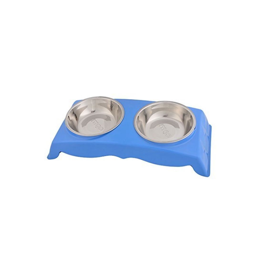 Product DealMux Azul Cuenca del alimentador Metal Inicio Plato Doble de Diseño Perro de Perrito de la Cena Pet Food Agua