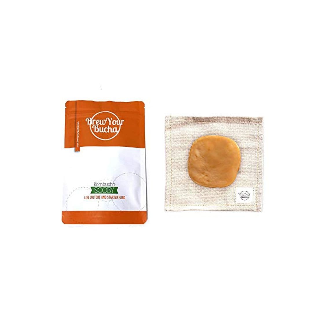 Producto Brew Your Bucha Kobucha SCOBY con Starter Fluid. SCOBY cultivado con azúcar