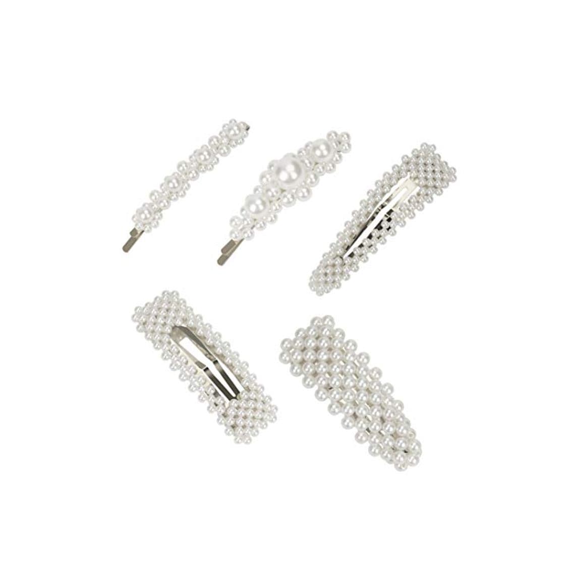 Product Horquillas de Perlas Pinzas Plata Clips de Pelo Elegante Clips de Flores Barrettes para Mujer Niña Chicas Dama para Boda Fiesta 5 Piezas