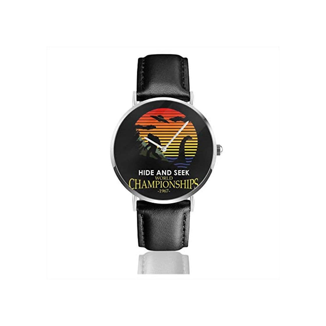 Fashion Casu Unisex de negociosal Bigfoot and Loch Ness Monster Hide and Seek Chempions Watches Reloj de Cuero de Cuarzo