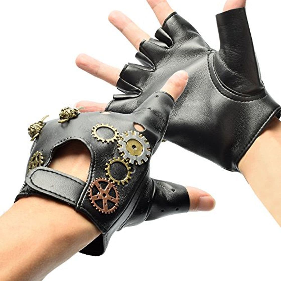 Moda BLESSUME Victoriano Punk Sin Dedos Guantes Vendimia gótico Punk Unisexo Cosplay Guantes Negro