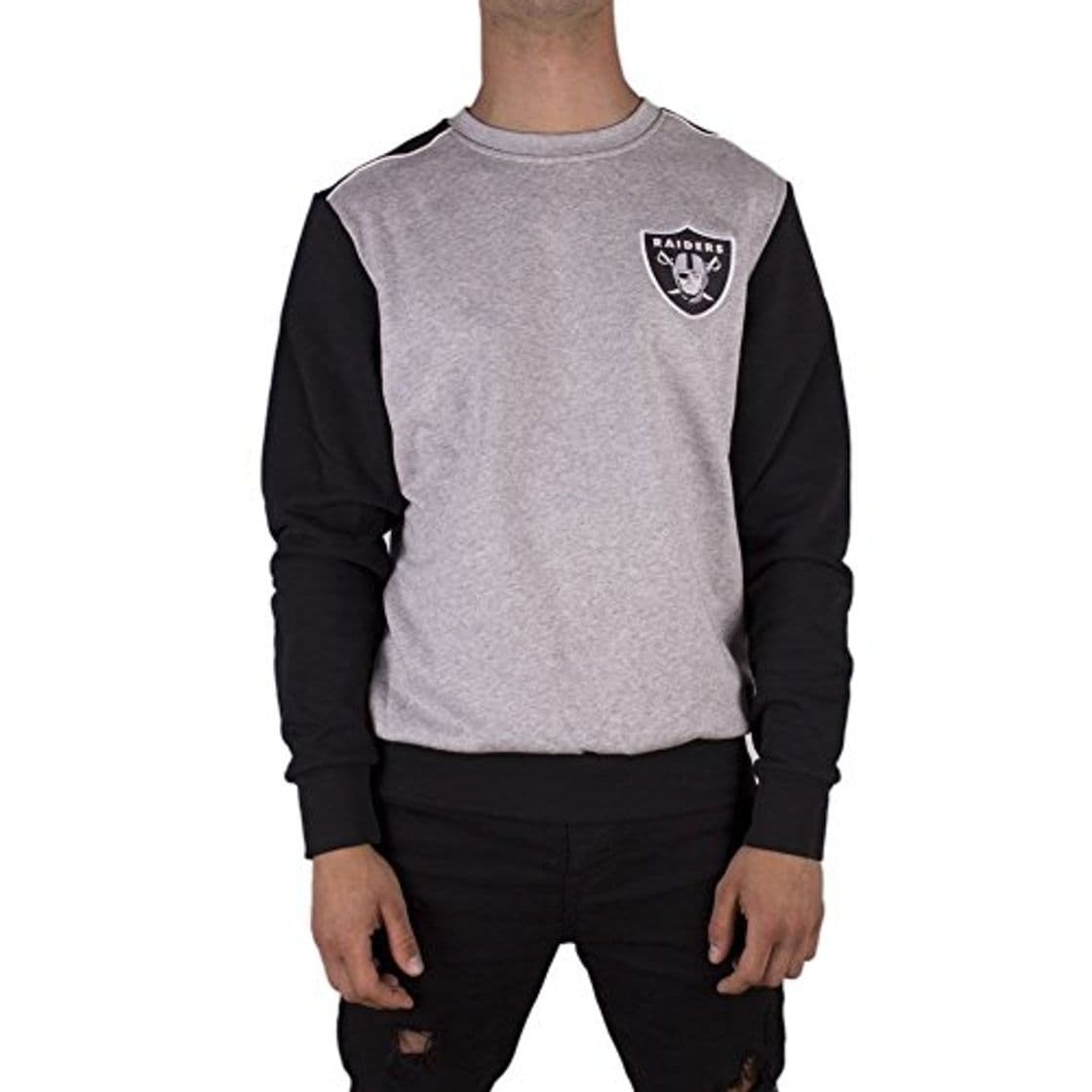 Fashion Majestic Sudadera NFL Oakland Raiders Tobias Small Logo Gris/Negro Talla: S