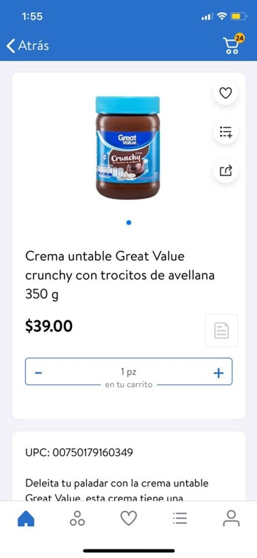 Producto Crema de avellana crunchy