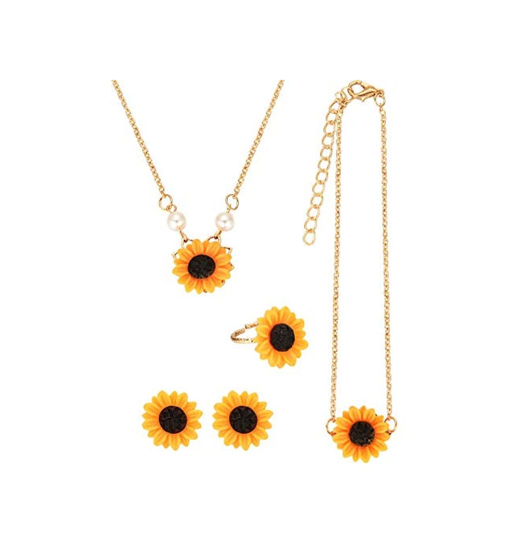 Product 5 Piezas Totalmente Collar en Forma de Girasol Collar con Colgante de