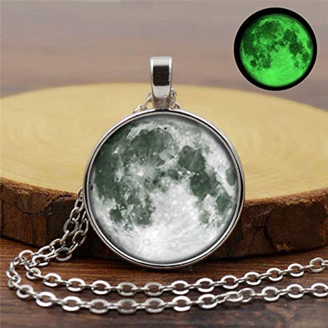 Fashion DYKJ Collar de Piedra Luminosa Colgante Luna Llena Lunar Galaxy Planeta Collar de Cristal Creativo Resplandor en la Oscuridad Joyas Regalos de Mujer