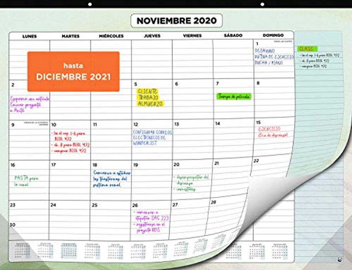 Product Calendario de Pared 2020 2021 de SmartPanda – Calendario Mensual de Sobremesa – Julio 2020 a Diciembre de 2021 – Vista de un Mes – 33 cm x 43 cm