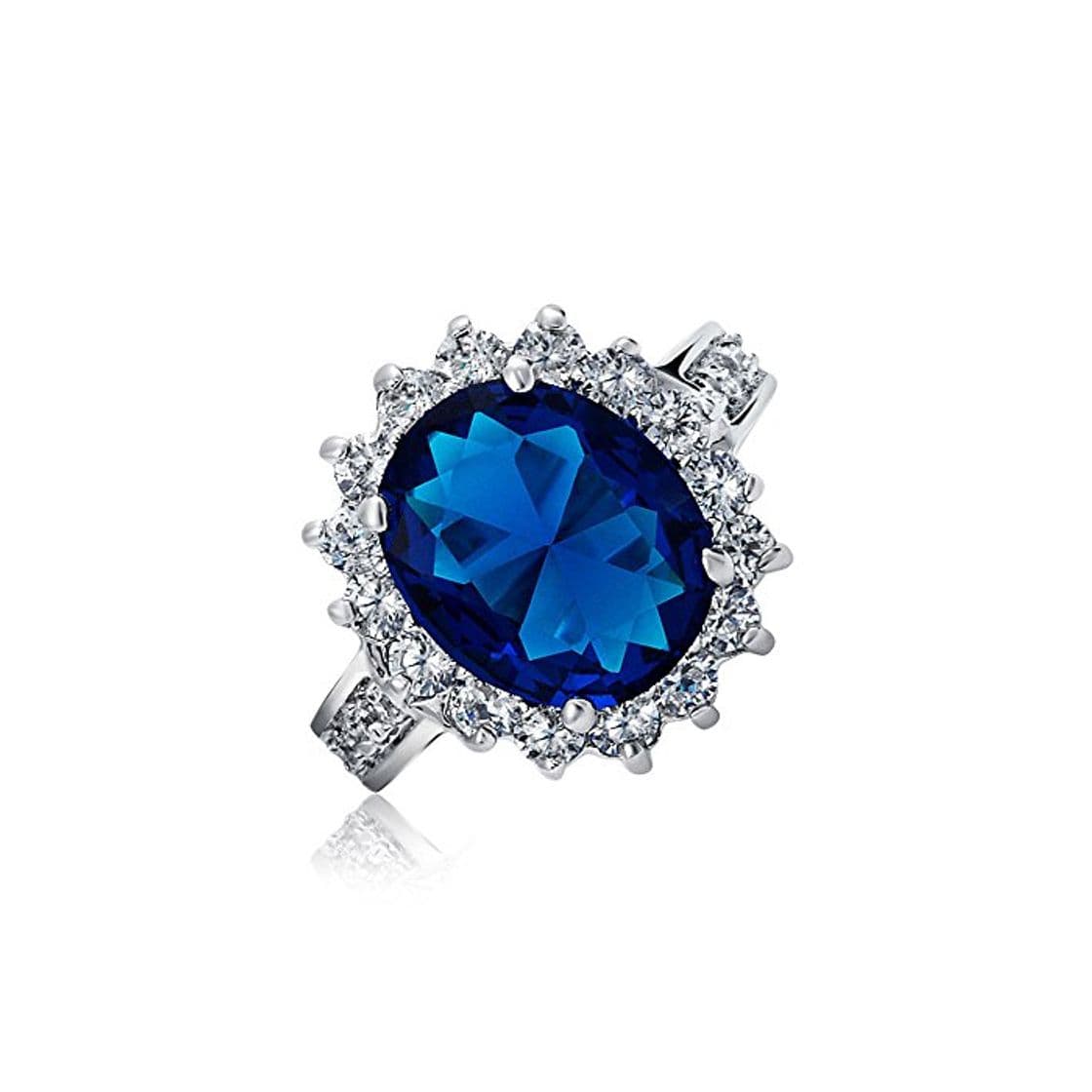 Producto Bling Jewelry 5Ct Royal Azul Oval Simulado Zirconio Cúbico CZ Corona Engrane