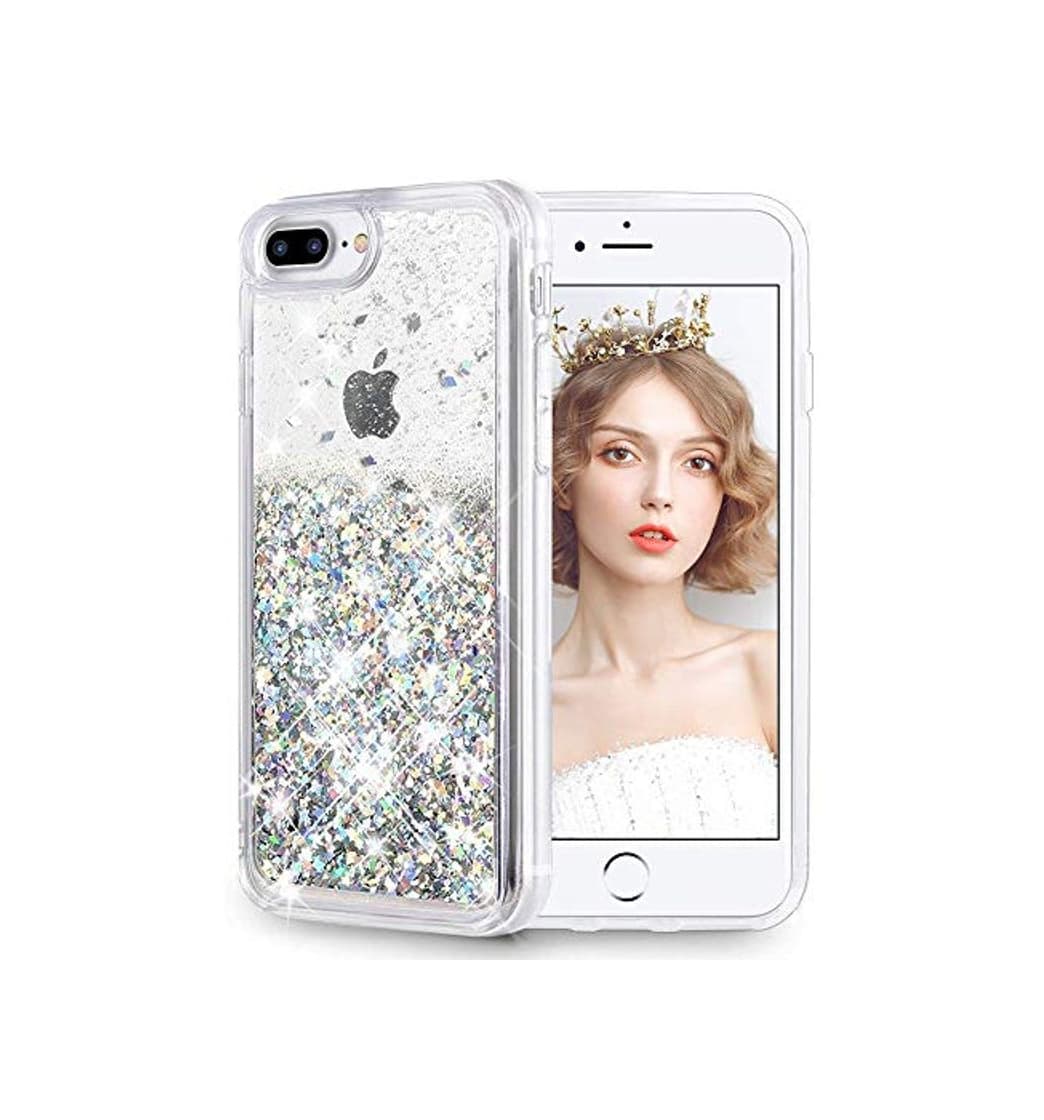 Product wlooo Funda iPhone 8 Plus, Glitter Silicona Liquid Case Bling Sparkly Cute