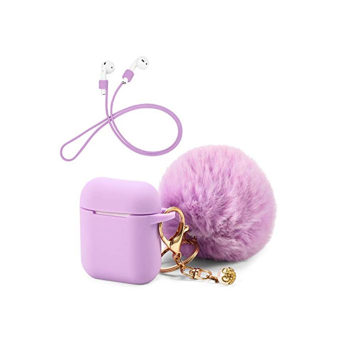 Product OOTSR Funda Protectora con Lindo Llavero Pompom Ball, Compatible con Apple AirPods