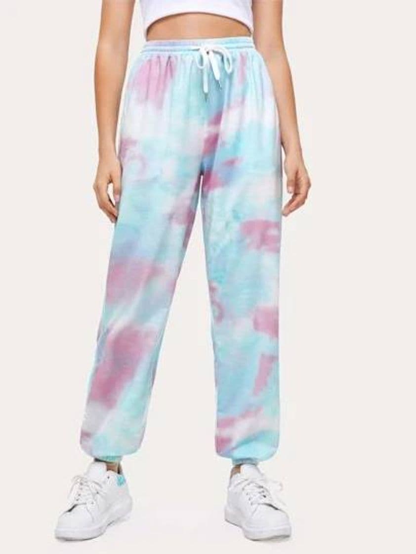 Moda Joggers tie dye azul cielo