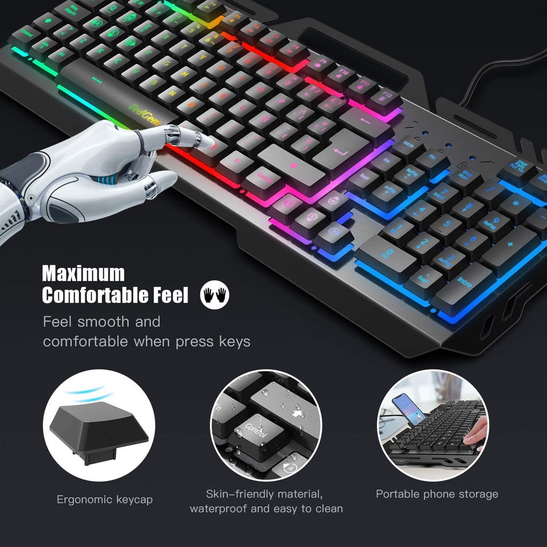 Electrónica Teclados Gaming, TedGem Teclado Gaming, Teclado USB, Teclado Gaming PS4 LED Retroiluminado