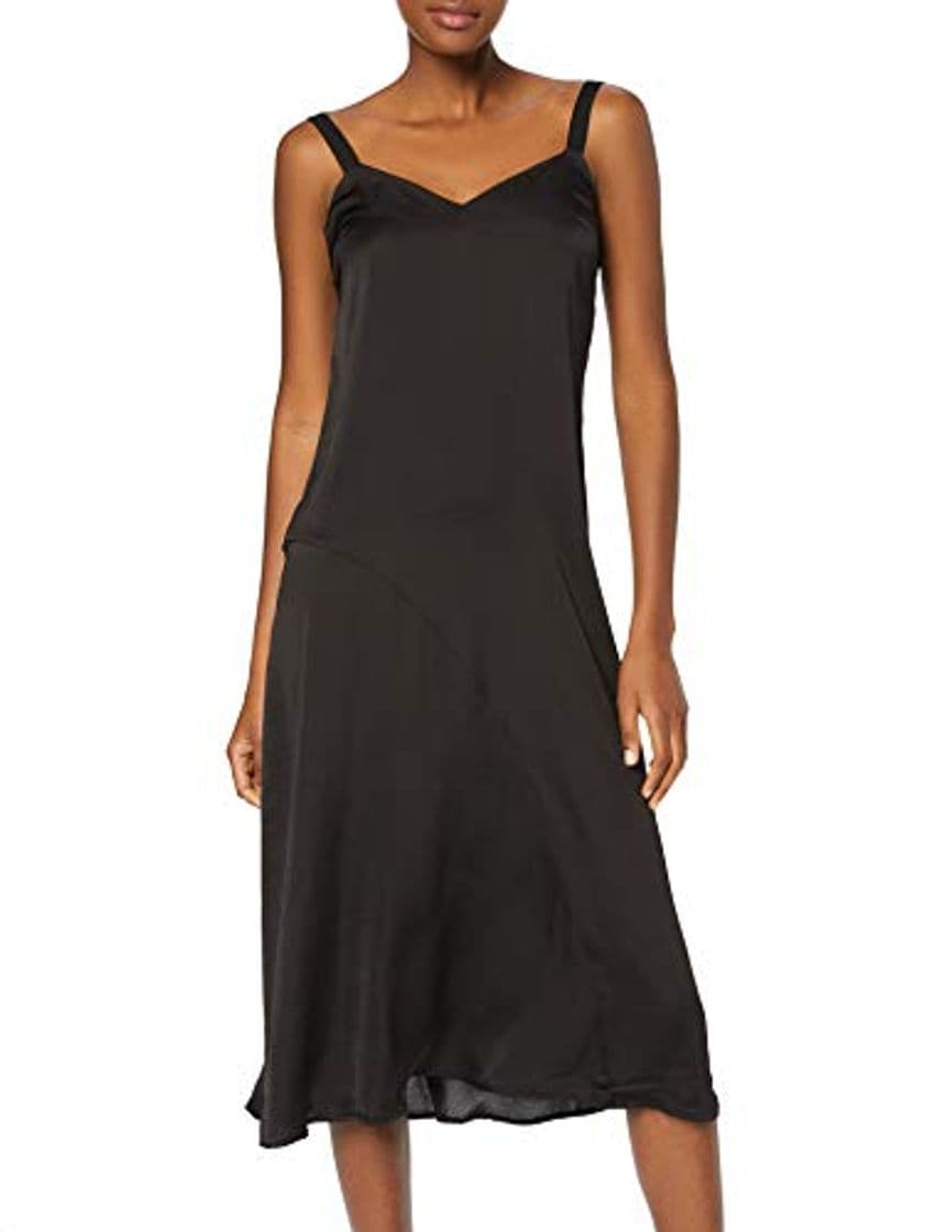 Product Marca Amazon - find. Vestido Midi de Satén Mujer, Negro