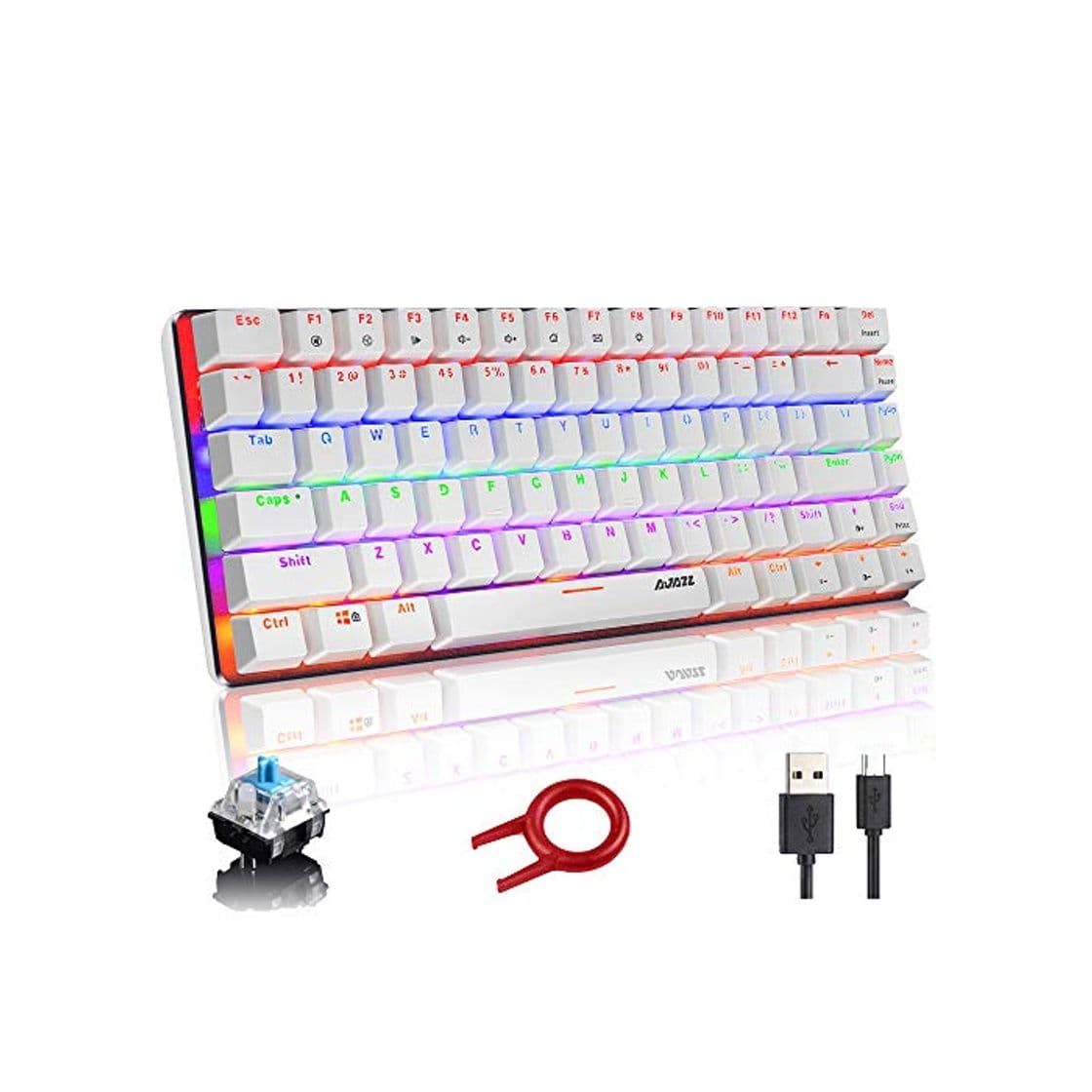 Producto Teclado mecánico, AK33 Rainbow LED con retroiluminación LED Cable USB Teclado mecánico