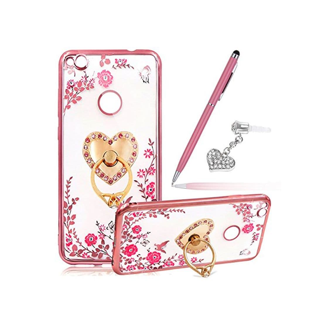 Fashion Huawei P10 Lite caso, Huawei P10 Lite Cover, ikasus rosa flores y mariposas con