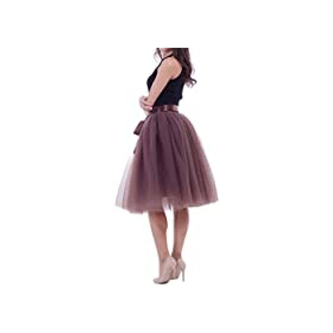 Moda SCFL Falda de tut¨² de mujer Midi Tulle faldas 7 capas de falda enagua con cintur¨®n el¨¢stico para el banquete de boda