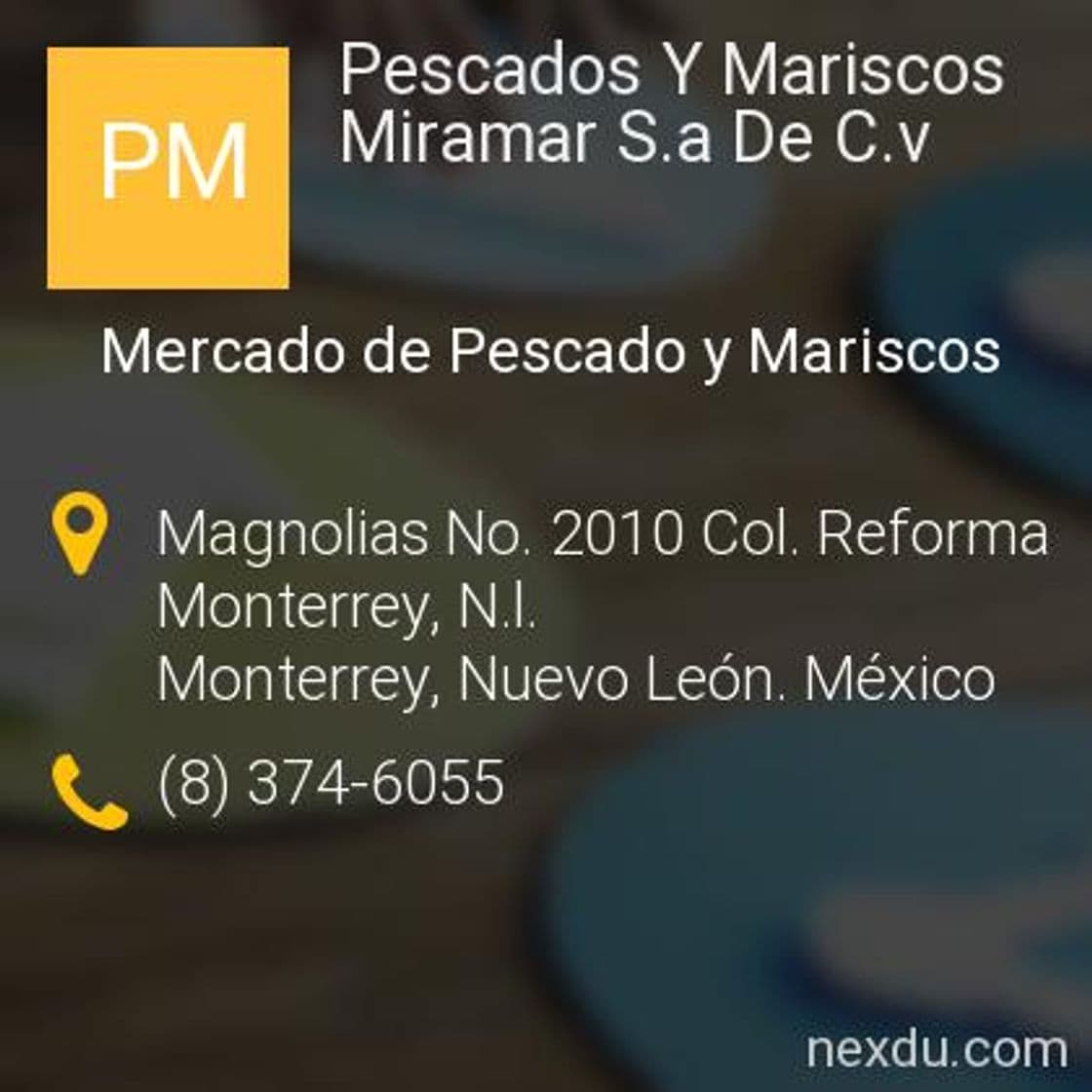 Restaurantes Pescados y Mariscos Miramar SA de CV