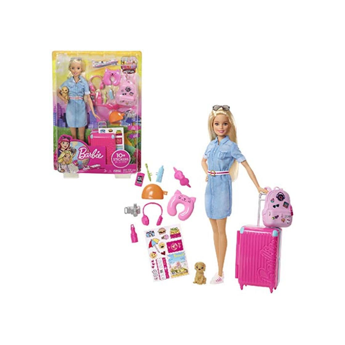 Producto Barbie Vamos de viaje, muñeca con accesorios