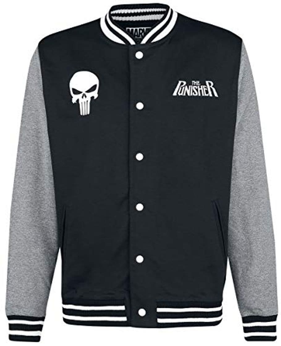 Fashion The Punisher Skull - Logo Cazadora Tipo Universitario Jaspeado Negro