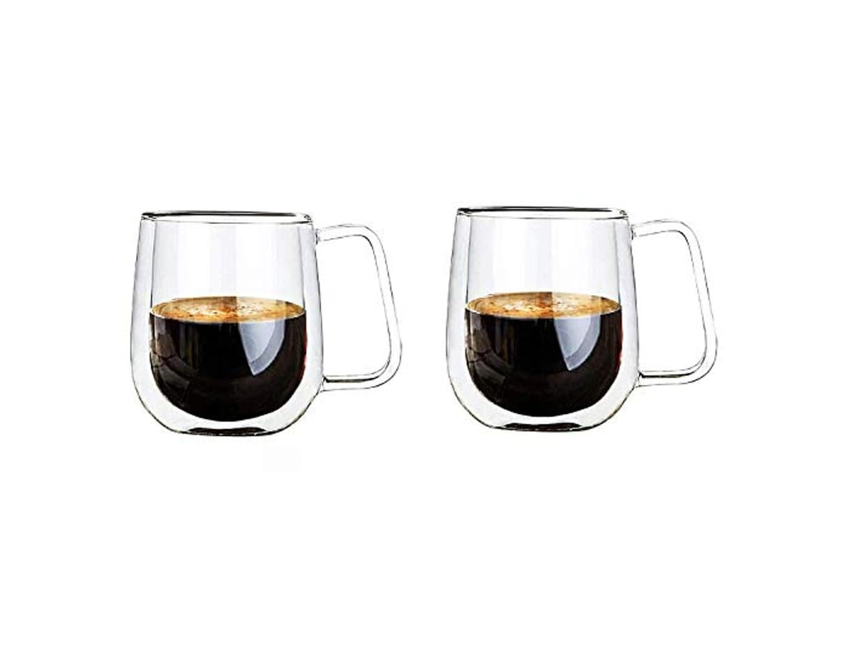 Product Vicloon Cristal Vidrio de Doble Pared, Taza de Cafe Doble 250 ml,