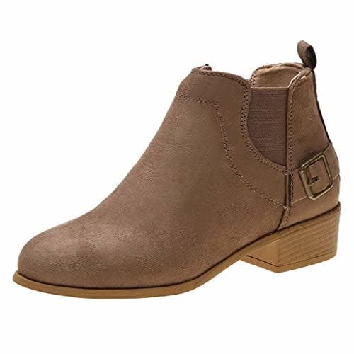 Moda Otoño e Invierno Moda Rebaño Cuero Hebilla Botines Mujer Tacón Cuadrado Botas