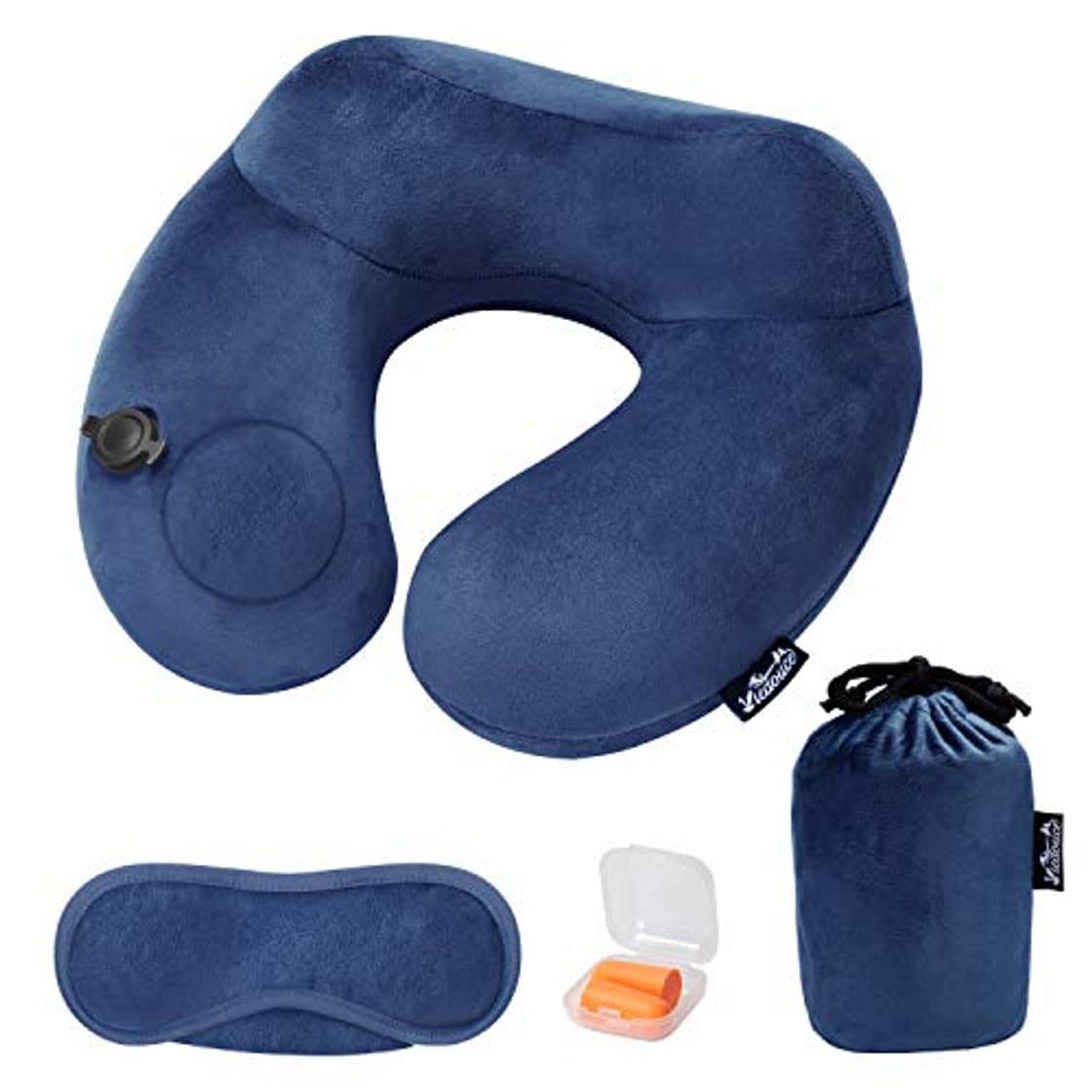 Product Viedouce Almohada Viaje Cojín Cuello Cervical Viaje Inflable Hinchable Avion para Niños Adulto Forma de U Cojin Almohada Viaje Apoya la Cabeza Inflable Cuello Cervical la Barbilla Cojín